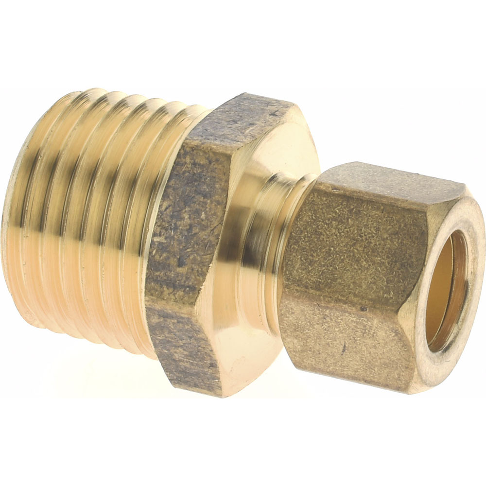 CerroBrass Compression Tube Connector: 9/16-24, 3/8" Tube OD, Compression x MNPT - 18190