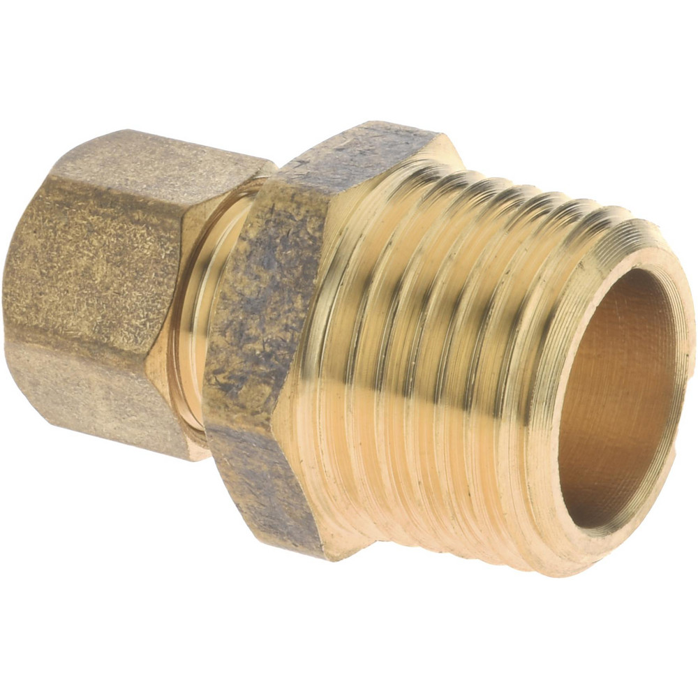 CerroBrass Compression Tube Connector: 9/16-24, 3/8" Tube OD, Compression x MNPT - 18190