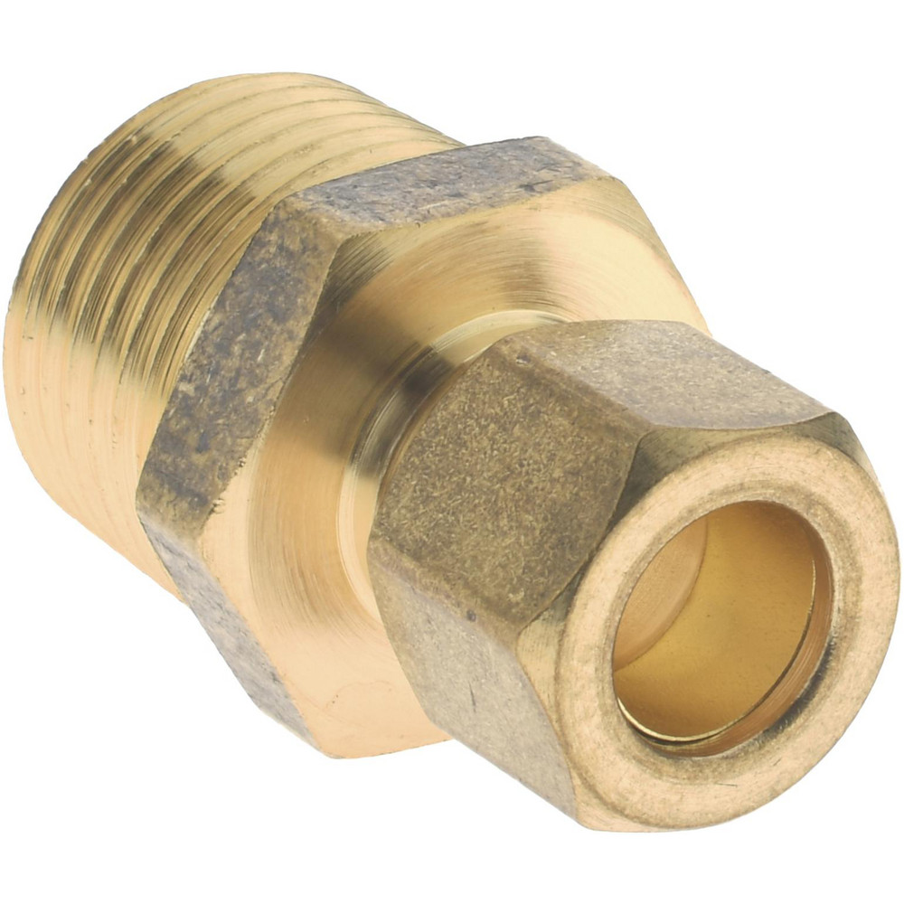 CerroBrass Compression Tube Connector: 9/16-24, 3/8" Tube OD, Compression x MNPT - 18190
