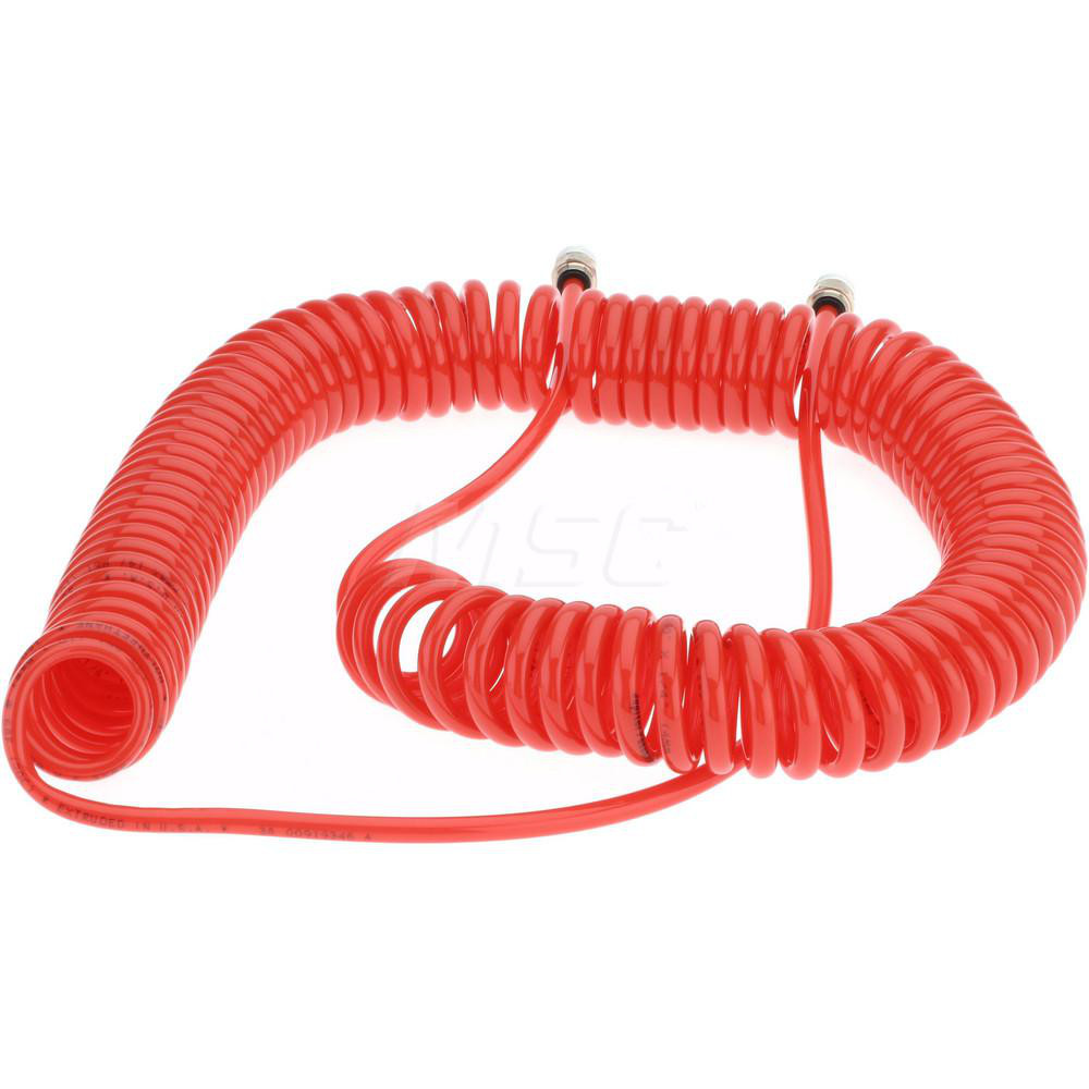 PRO-SOURCE Coiled & Self Storing Hose: 30' Long, Male Swivel x Male Swivel - 5540014030PRO