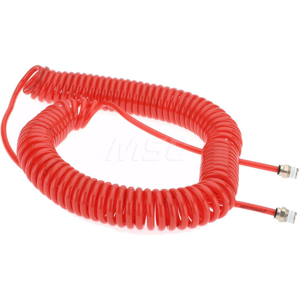 PRO-SOURCE Coiled & Self Storing Hose: 30' Long, Male Swivel x Male Swivel - 5540014030PRO