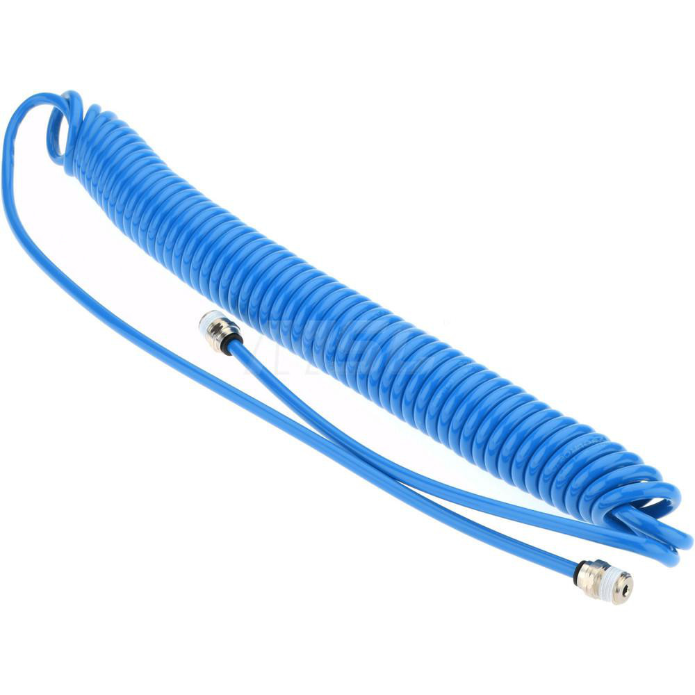 PRO-SOURCE Coiled & Self Storing Hose: 20' Long, Male Swivel x Male Swivel - 5540014020PRO