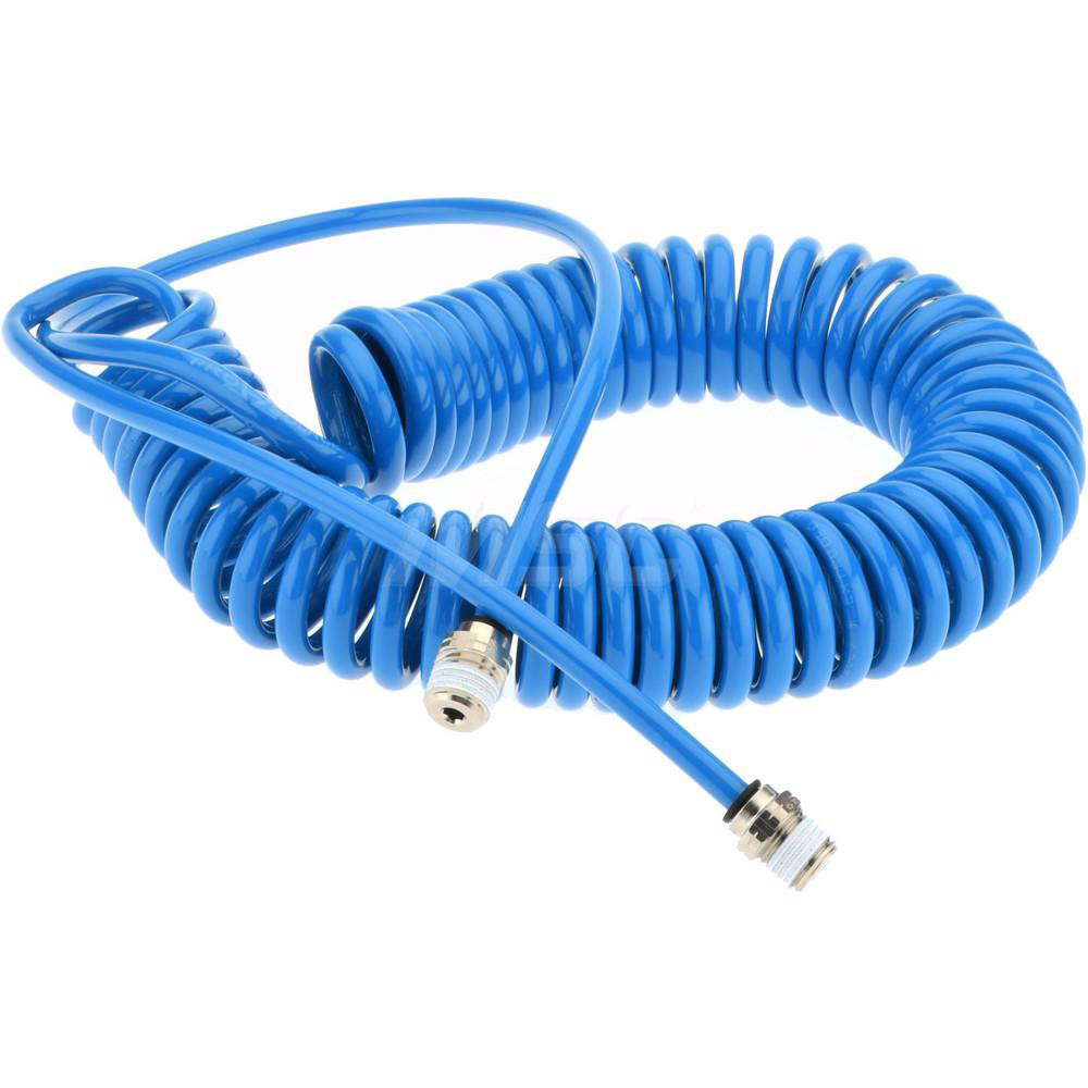 PRO-SOURCE Coiled & Self Storing Hose: 20' Long, Male Swivel x Male Swivel - 5540014020PRO