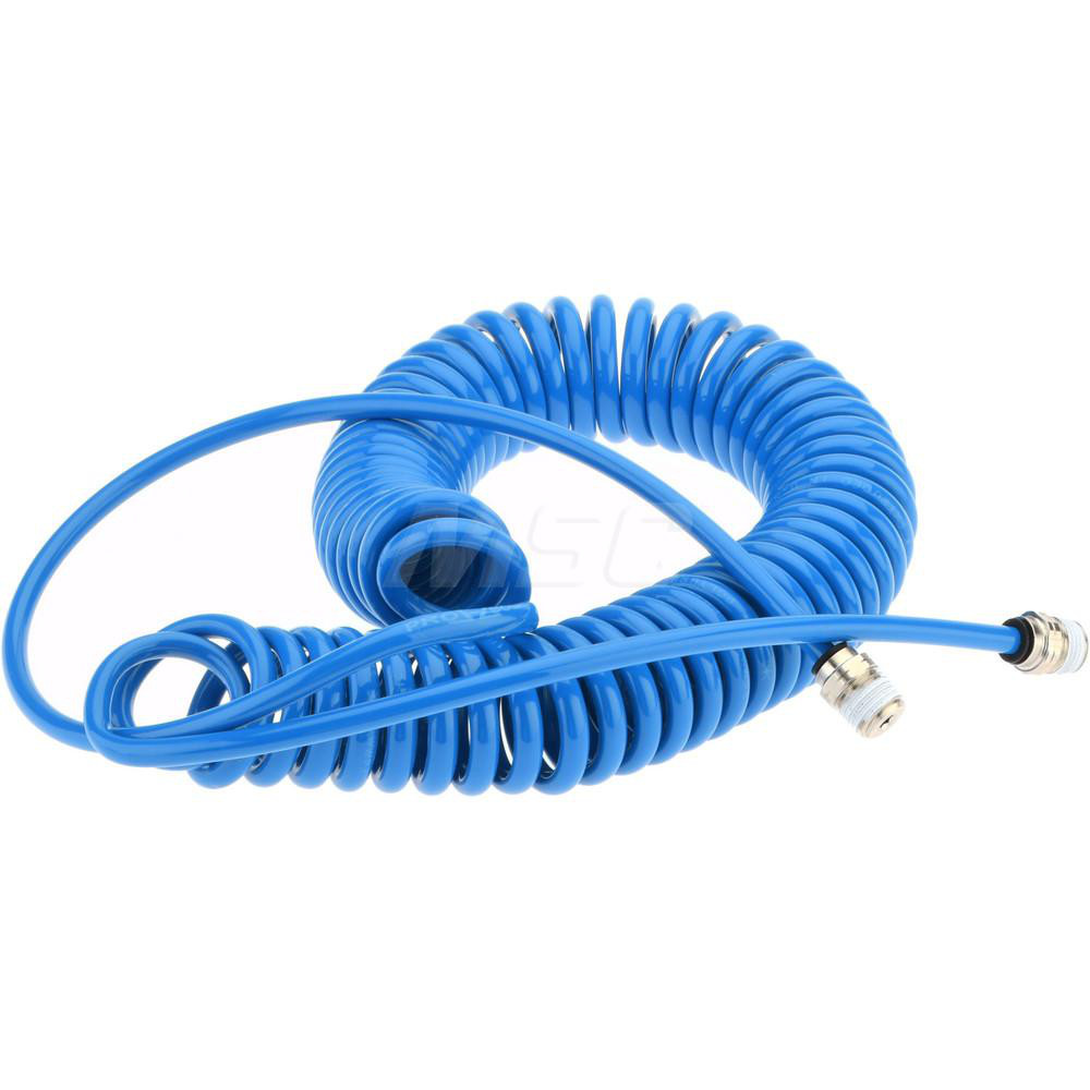 PRO-SOURCE Coiled & Self Storing Hose: 20' Long, Male Swivel x Male Swivel - 5540014020PRO