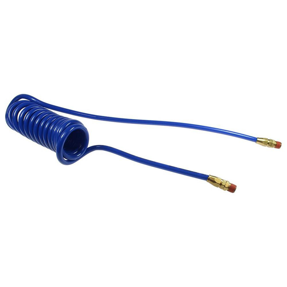 PRO-SOURCE Coiled & Self Storing Hose: 5/16" ID, 15' Long, Male Swivel x Male Swivel - 5540051315PRO