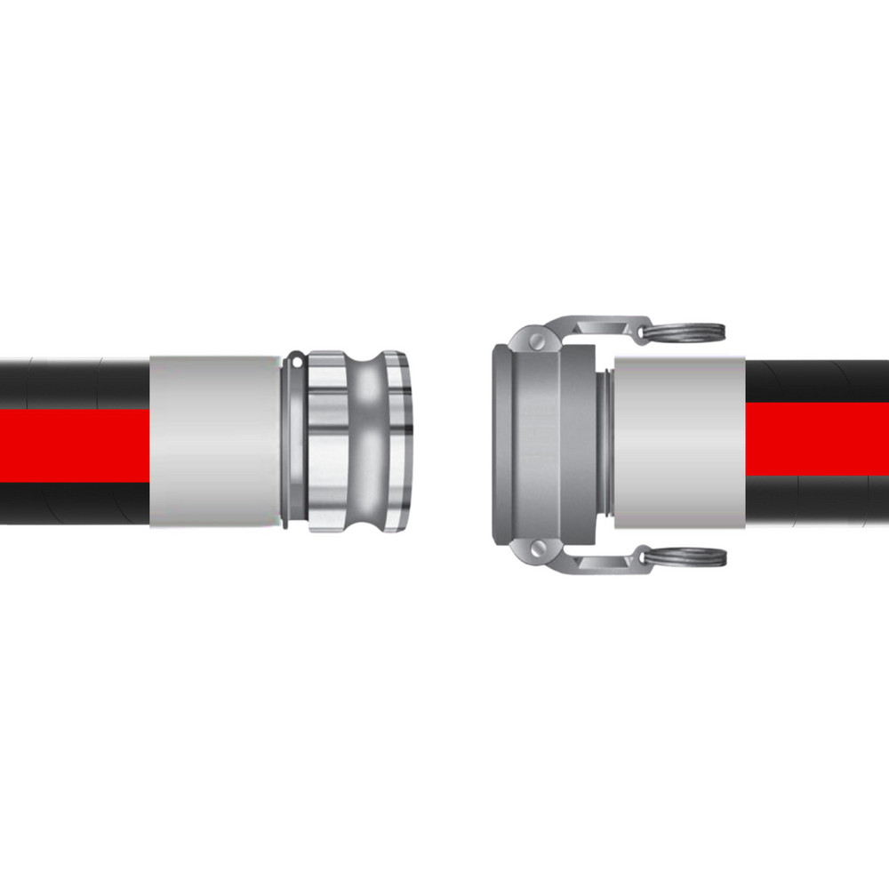 RubberWorx Chemical & Petroleum Hose: 1" ID, 1.44" OD, 5' Long, Male x Female Camlock - TT150-1X5-CEAL