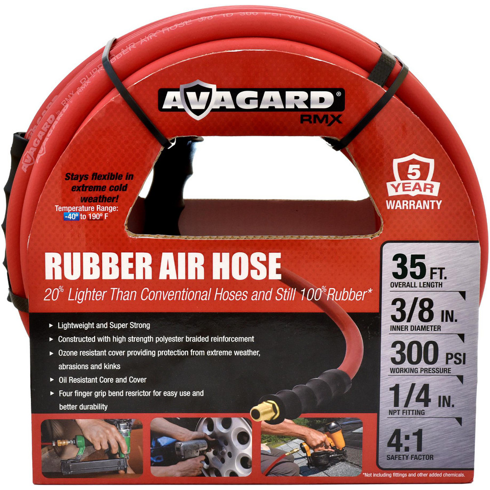 AvaGard Air & Multi-Purpose Hose: Hose Type: Multipurpose Air Hose; Length Ft. (Feet): 35; Type: Rubber Air Hose; Inside Diameter (Inch): 3/8 - AVG3835