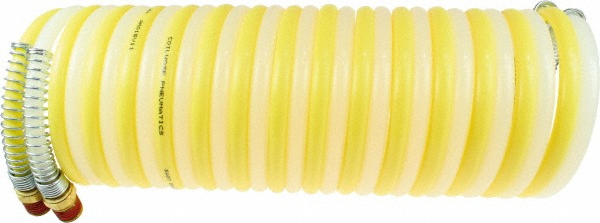 Coilhose Pneumatics Coiled & Self Storing Hose: 3/16" ID, 25' Long, Male Swivel x Male Swivel - N316Y-N316N-25B