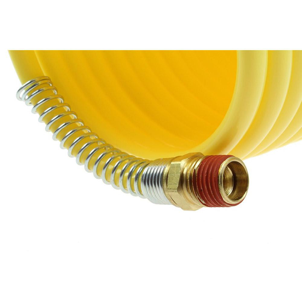 Coilhose Pneumatics Coiled & Self Storing Hose: 1/4" ID, 17' Long, Male Swivel x Male Swivel - N14-17B