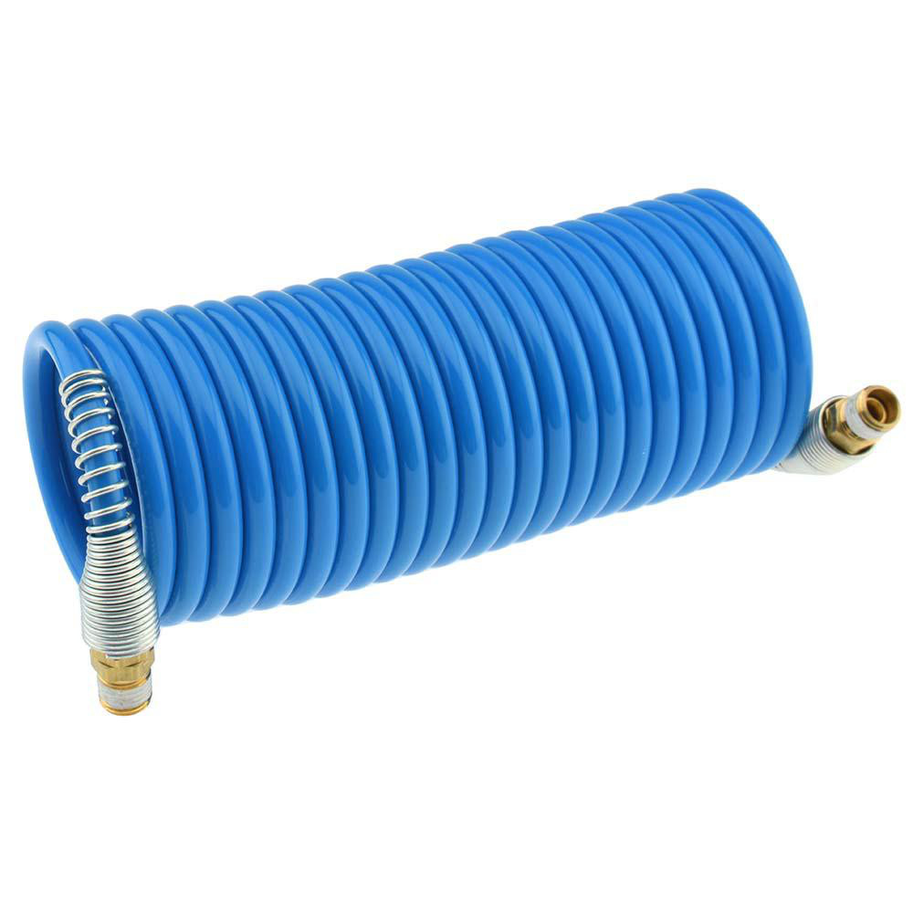 Coilhose Pneumatics Coiled & Self Storing Hose: 1/4" ID, 17' Long, Male Swivel x Male Swivel - N14-17B