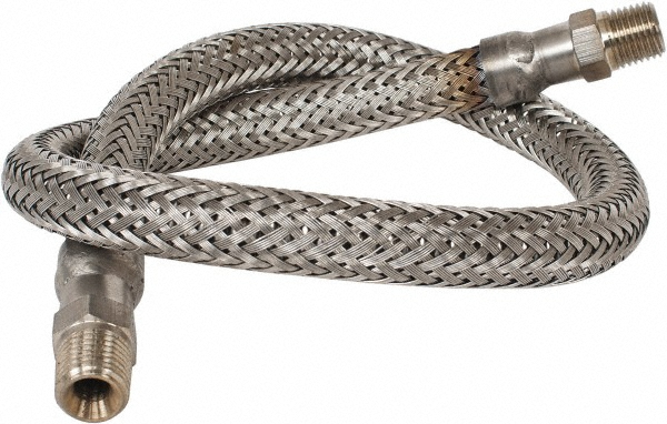 Made in USA 24" OAL, 1/4" ID, 2,240 Max psi, Flexible Metal Hose Assembly - 48423149