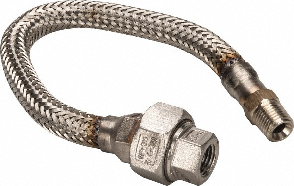 Made in USA 12" OAL, 1/4" ID, 2,240 Max psi, Flexible Metal Hose Assembly - 48417281