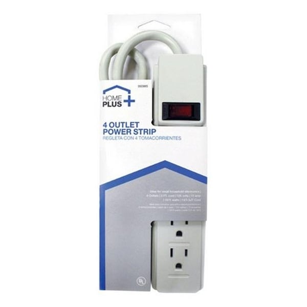 Home Plus Home Plus FS-072-2FT 4 Outlet White Power Strip - 3503885