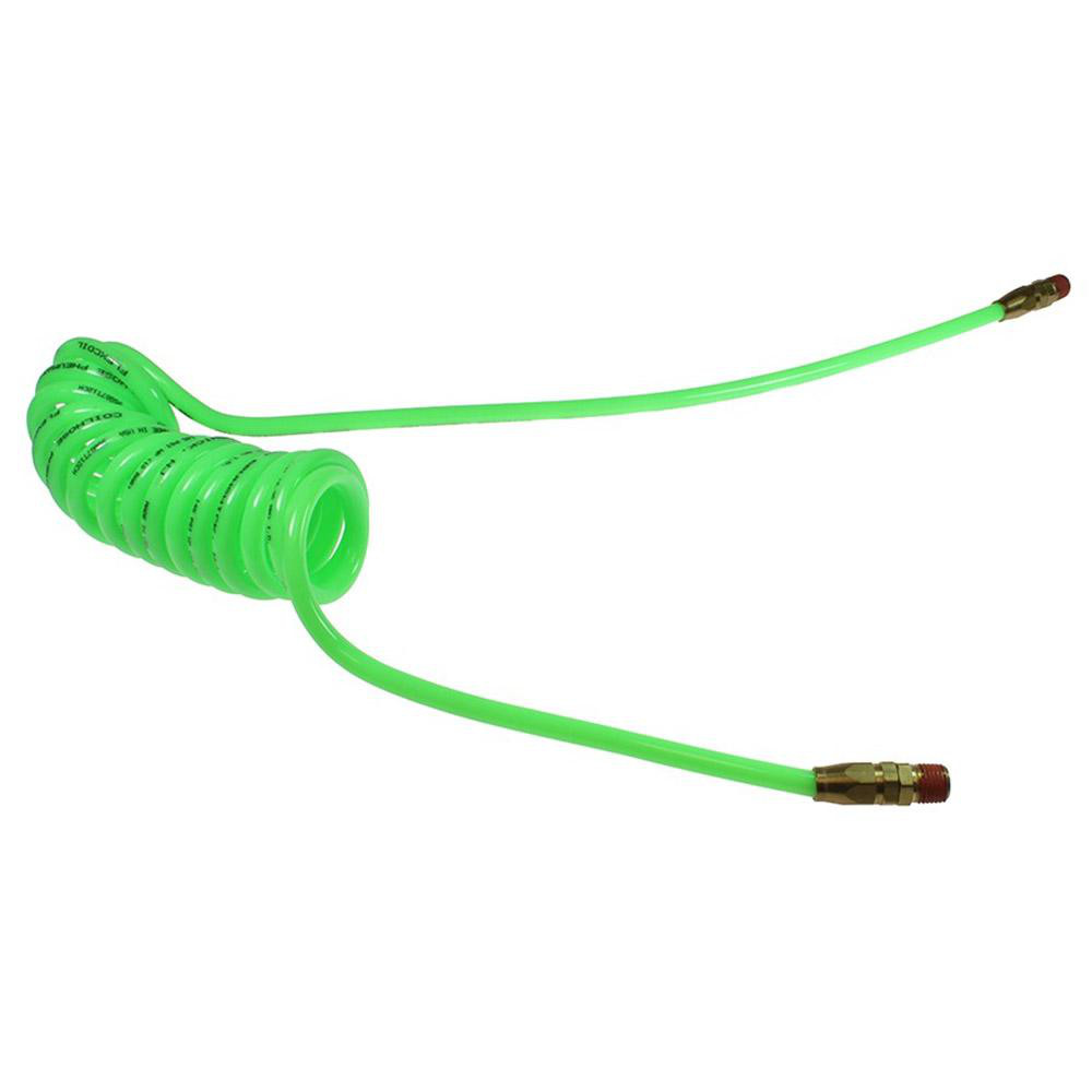 PRO-SOURCE Coiled & Self Storing Hose: 3/16" ID, 20' Long, Male Swivel x Male Swivel - 5540031420PRO