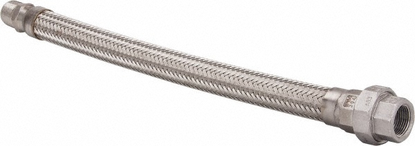Made in USA 18" OAL, 3/4" ID, 600 Max psi, Flexible Metal Hose Assembly - 48420632