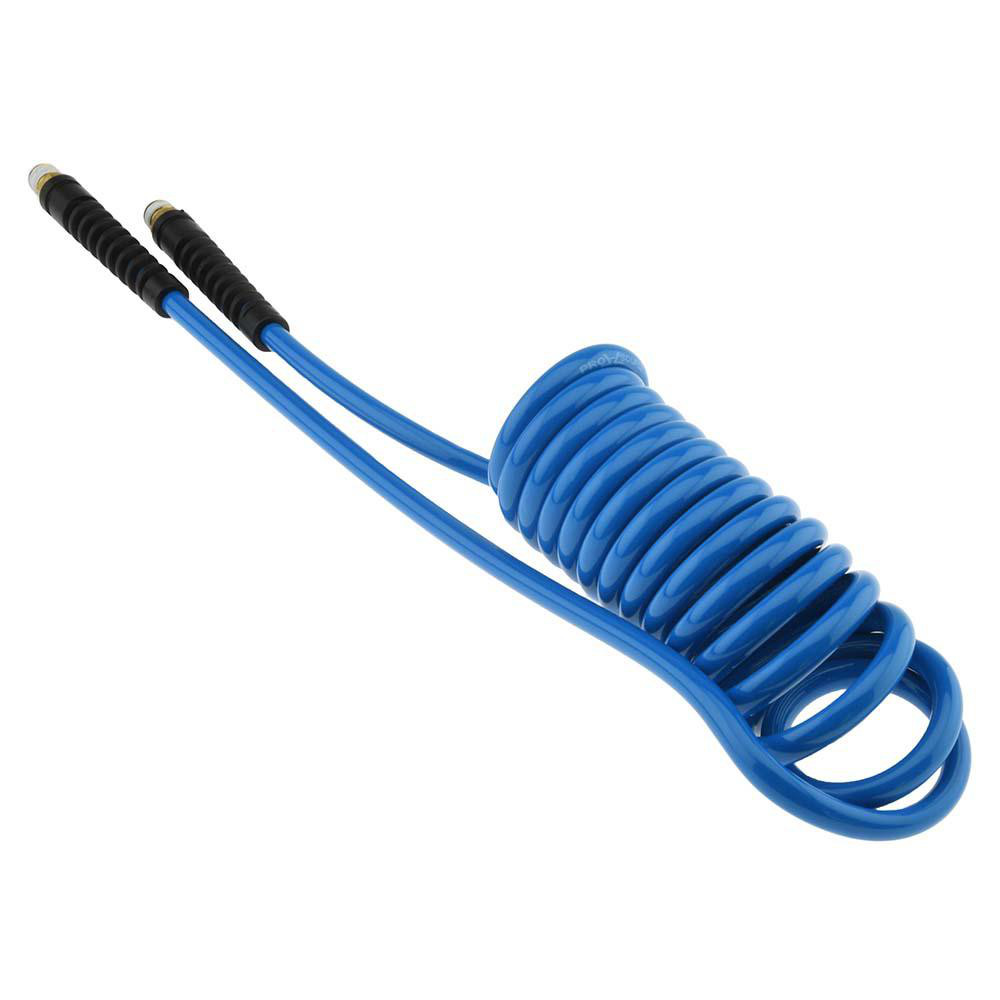 PRO-SOURCE Coiled & Self Storing Hose: 3/8" ID, 20' Long, Male Swivel x Male Swivel - 5540038320PRO