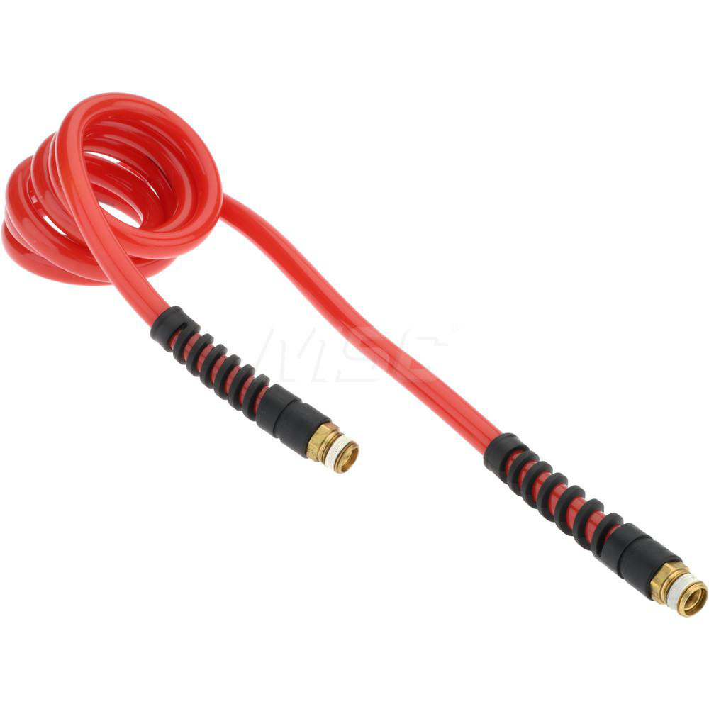 PRO-SOURCE Coiled & Self Storing Hose: 3/8" ID, 20' Long, Male Swivel x Male Swivel - 5540038320PRO
