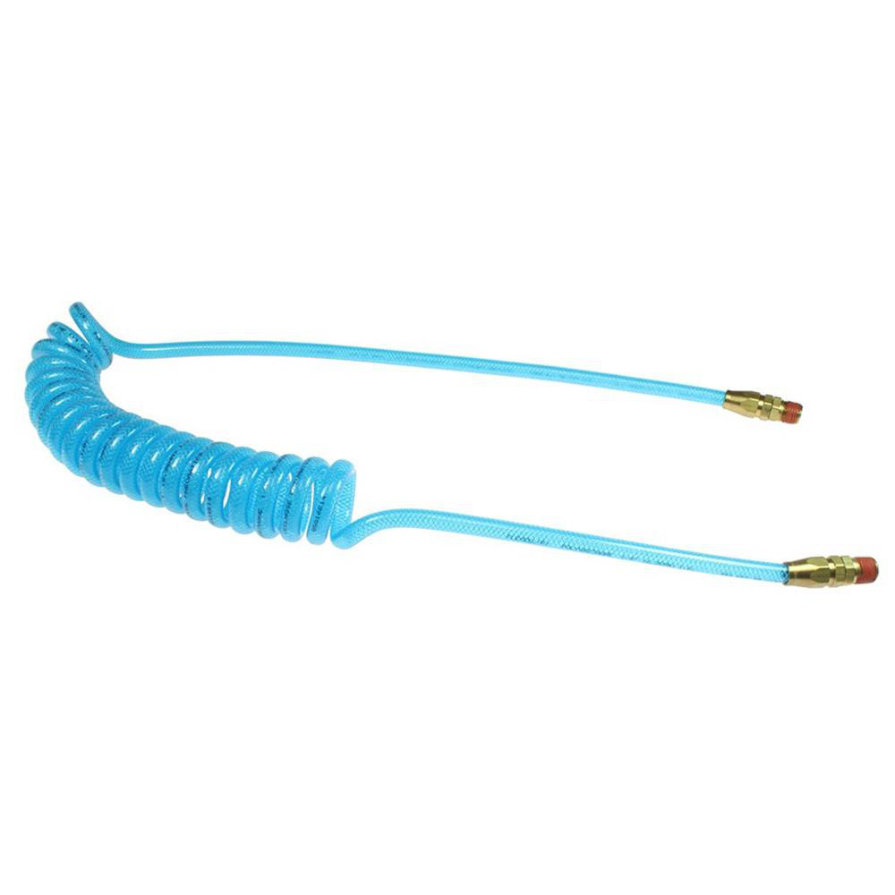 Coilhose Pneumatics Coiled & Self Storing Hose: 3/8" ID, 20' Long, Male Swivel x Male Swivel - PR38-204B-T