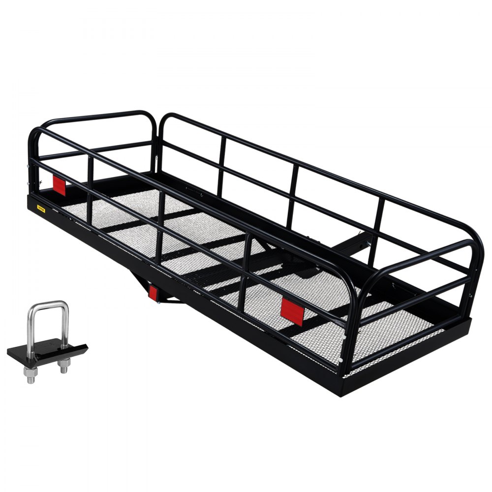 VEVOR Hitch Cargo Carrier, 60 x 24 x 14 in Folding Trailer Hitch Mounted Steel Cargo Basket, 400lbs Loading Capacity Luggage Carrier Rack with Stabilizer, Fits 2" Hitch Receiver for SUV Truck Pickup - CHXL60241440019GAV0