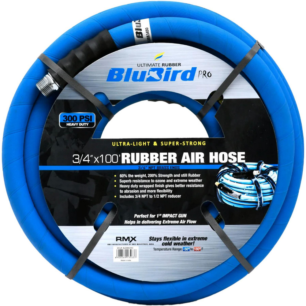 BluBird Air & Multi-Purpose Hose: Hose Type: Multipurpose Air Hose; Length Ft. (Feet): 100; Type: Rubber Air Hose; Inside Diameter (Inch): 3/4 - BBPRO34100