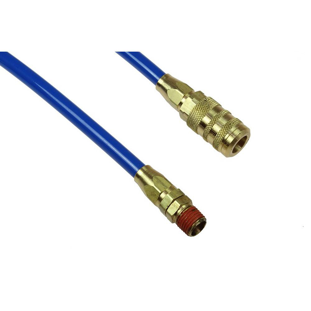 Coilhose Pneumatics Coiled & Self Storing Hose: 1/4" ID, 25' Long, Industrial Interchange Coupler x Plug - PR14-25CC15-B