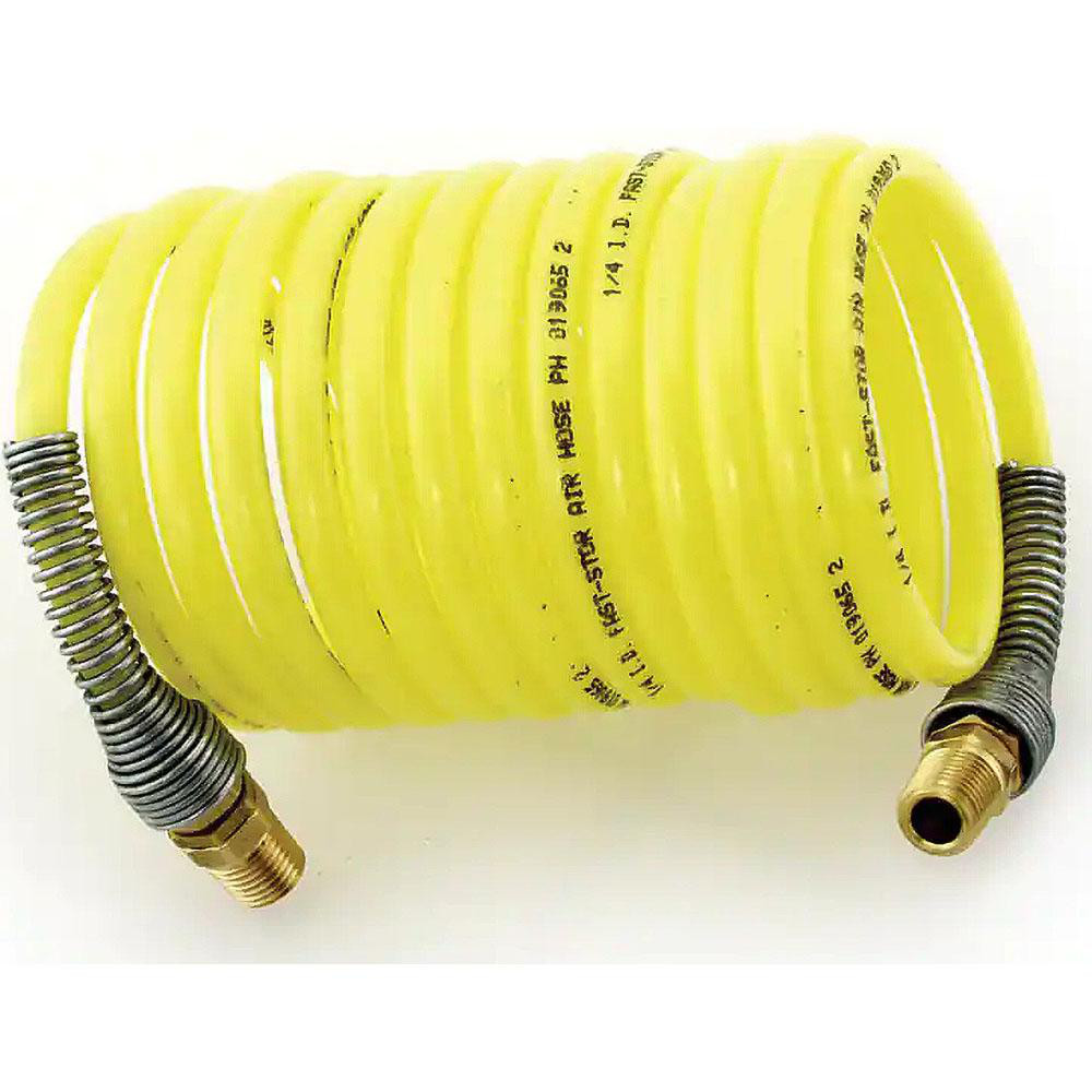 Parker Coiled & Self Storing Hose: 1/2" ID, 25' Long, Male Rigid x Male Swivel - A0825-MC8-ML8