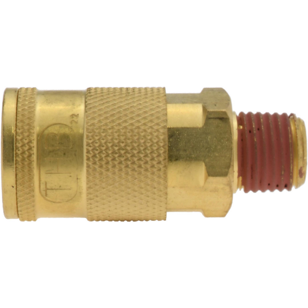 Coilhose Pneumatics Coiled & Self Storing Hose: 3/8" ID, 30' Long, Male Swivel x Male Swivel with Strain Relief - PU38-30B-B