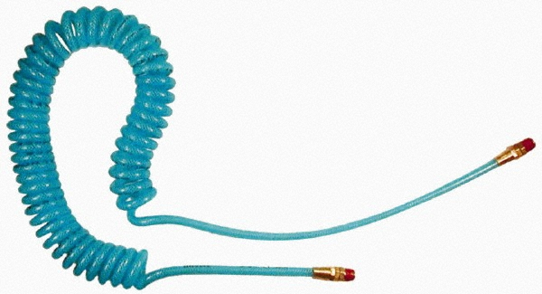 Coilhose Pneumatics Coiled & Self Storing Hose: 5/16" ID, 25' Long, Male Swivel x Male Swivel - PRE516-254B-T