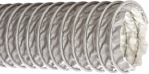Flexaust Duct Hose: Fiberglass, 4" ID, 7 Hg Vac Rating, 13.6 psi - 1930400025