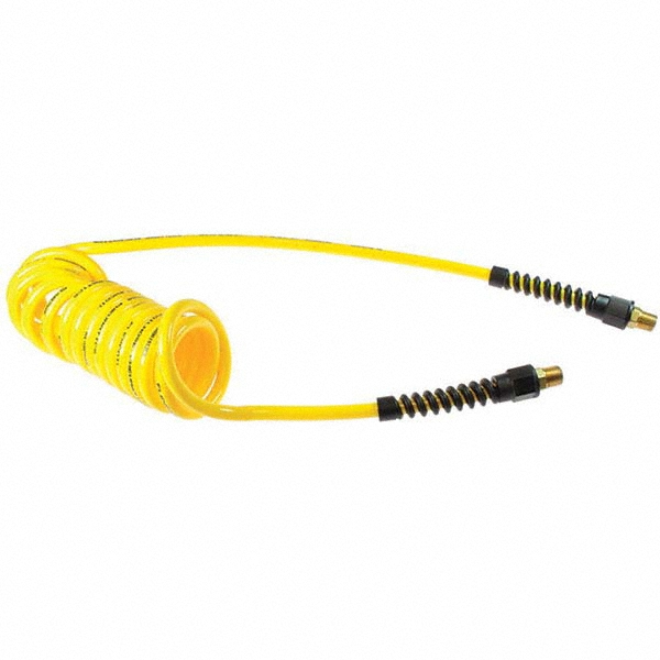 Coilhose Pneumatics Coiled & Self Storing Hose: 3/8" ID, 10' Long, MNPT - PU38-10-Y