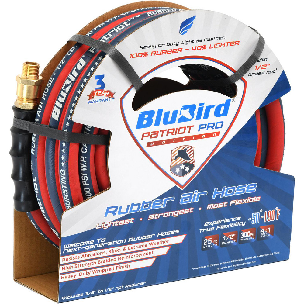 Patriot Pro Air & Multi-Purpose Hose: Hose Type: Multipurpose Air Hose; Length Ft. (Feet): 25; Type: Rubber Air Hose; Inside Diameter (Inch): 1/2 - PPPRO1225