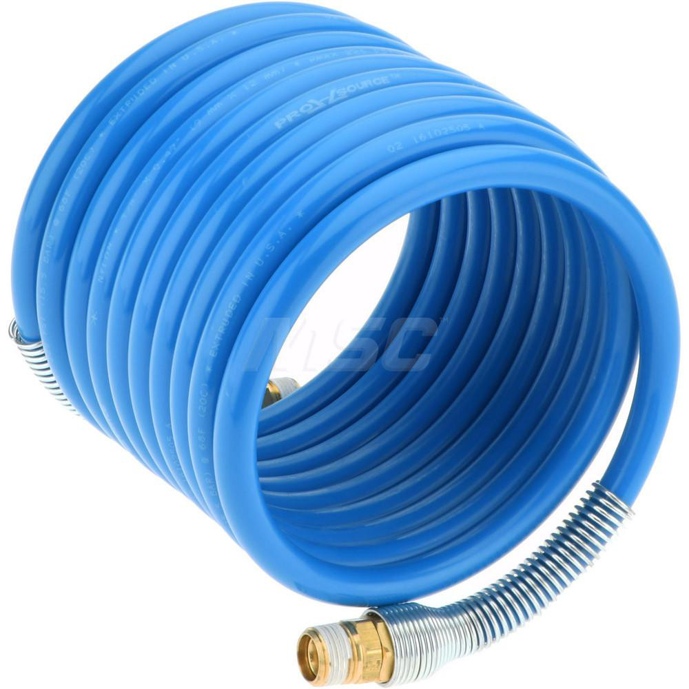 Coilhose Pneumatics Coiled & Self Storing Hose: 3/8" ID, 12' Long, Male Swivel x Male Swivel - S38-12B53