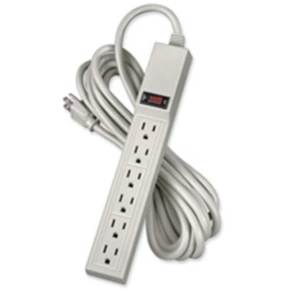Abacus 6 Outlet Power Strip- 15ft. Long Cord- Platinum - AB3763161