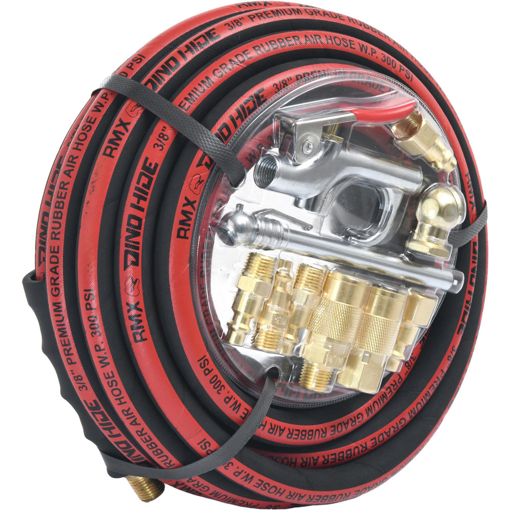 Dino-Hide Air & Multi-Purpose Hose: Hose Type: Multipurpose Air Hose; Length Ft. (Feet): 25; Type: Rubber Air Hose; Inside Diameter (Inch): 3/8 - WLEPRO3825KIT-10