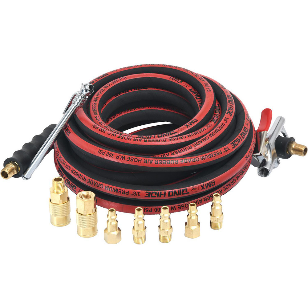 Dino-Hide Air & Multi-Purpose Hose: Hose Type: Multipurpose Air Hose; Length Ft. (Feet): 25; Type: Rubber Air Hose; Inside Diameter (Inch): 3/8 - WLEPRO3825KIT-10