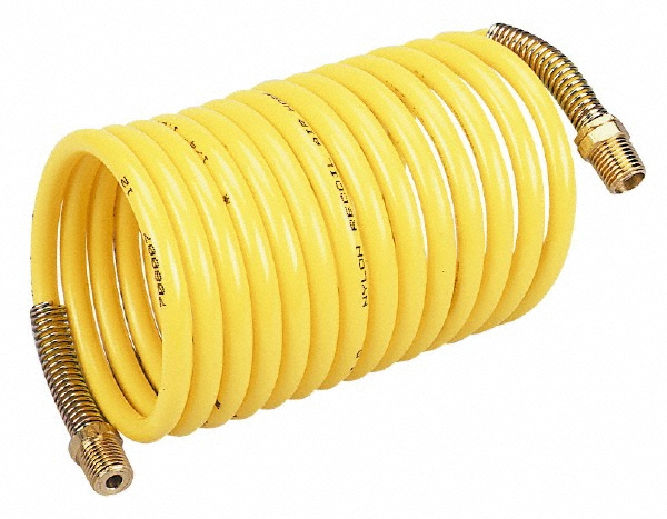 Coilhose Pneumatics Coiled & Self Storing Hose: 3/4" ID, 17' Long, Male Rigid x Male Rigid - N34-17