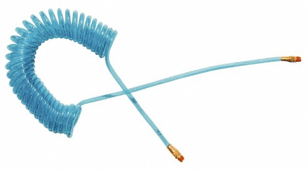 Coilhose Pneumatics Coiled & Self Storing Hose: 5/16" ID, 25' Long, Male Swivel x Male Swivel - PR516-254B-T