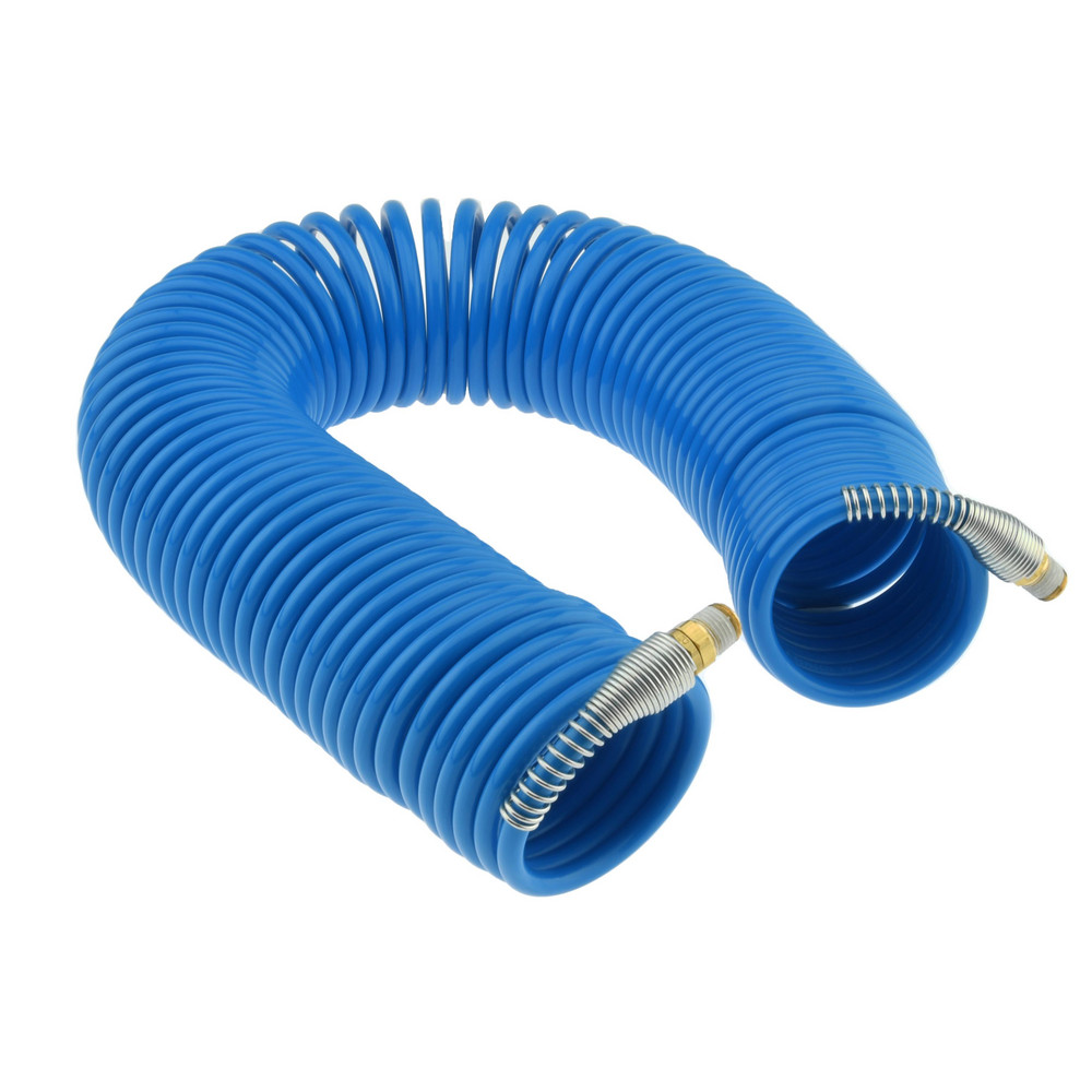Coilhose Pneumatics Coiled & Self Storing Hose: 1/4" ID, 50' Long, Male Swivel x Male Swivel - S14-50B