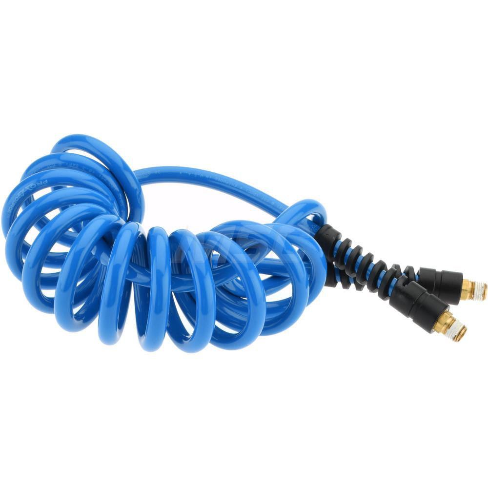 PRO-SOURCE Coiled & Self Storing Hose: 5/16" ID, 10' Long, Male Swivel x Male Swivel - 5540051410PRO
