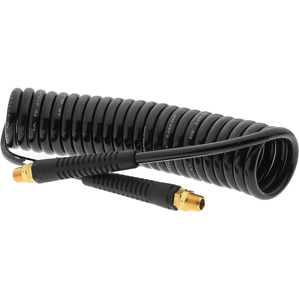 PRO-SOURCE Coiled & Self Storing Hose: 5/16" ID, 10' Long, Male Swivel x Male Swivel - 5540051410PRO