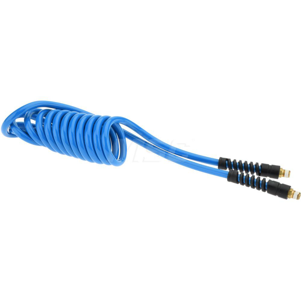 PRO-SOURCE Coiled & Self Storing Hose: 5/16" ID, 10' Long, Male Swivel x Male Swivel - 5540051410PRO