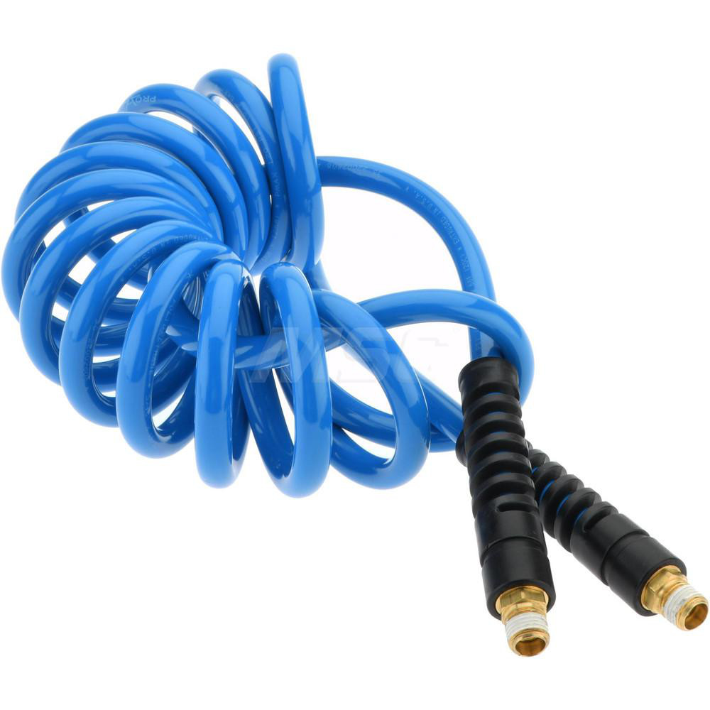 PRO-SOURCE Coiled & Self Storing Hose: 5/16" ID, 10' Long, Male Swivel x Male Swivel - 5540051410PRO