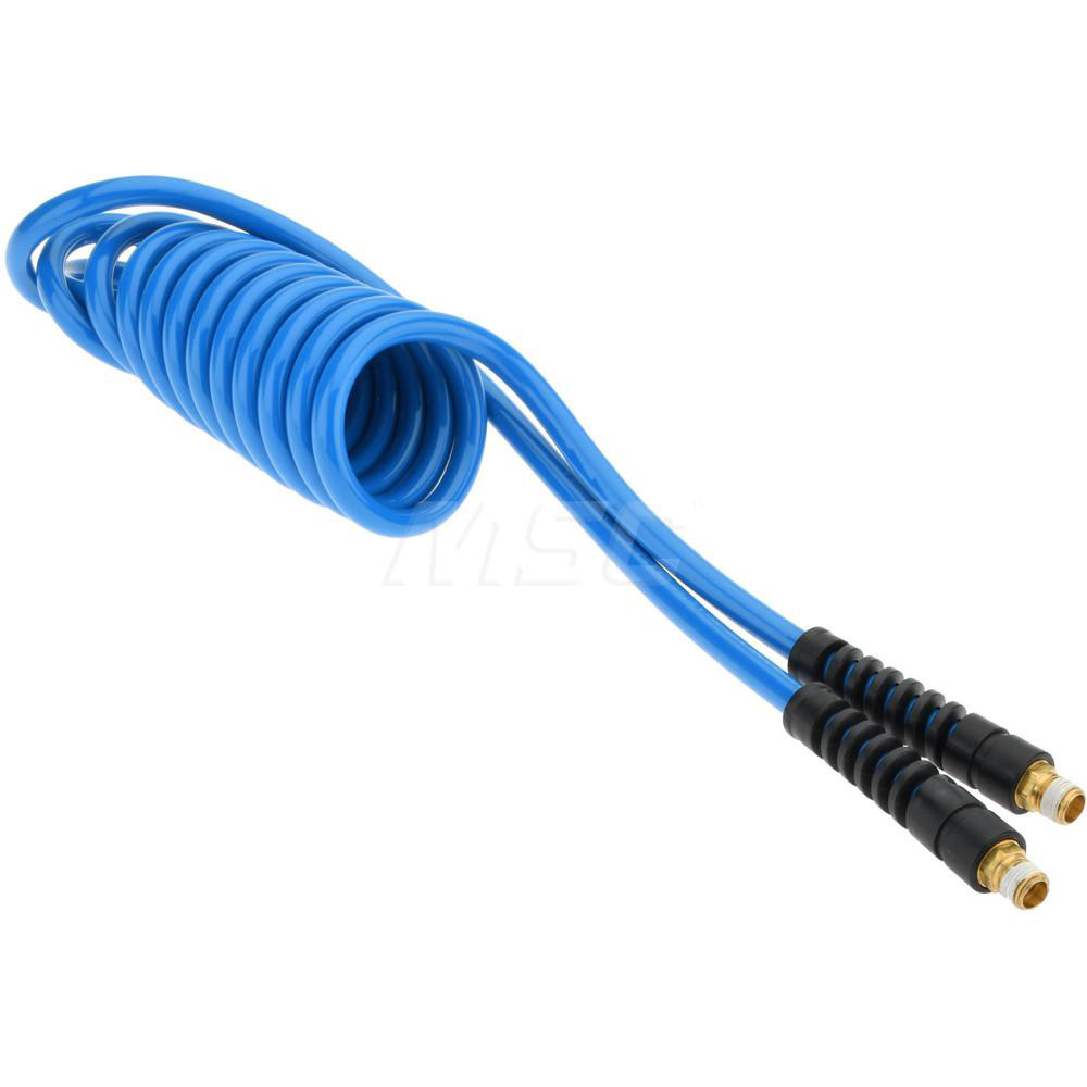 PRO-SOURCE Coiled & Self Storing Hose: 5/16" ID, 10' Long, Male Swivel x Male Swivel - 5540051410PRO