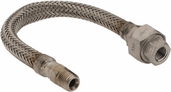 Made in USA 12" OAL, 1/4" ID, 2,240 Max psi, Flexible Metal Hose Assembly - 48417463