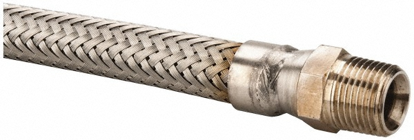 Made in USA 24" OAL, 1/2" ID, 1,040 Max psi, Flexible Metal Hose Assembly - 48423628