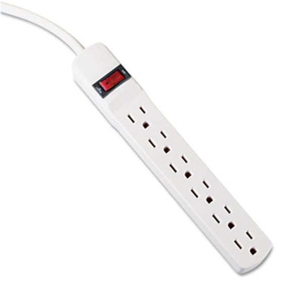 Maxpower Six-Outlet Power Strip, 15-Foot Cord, 1.94 x 10.19 x 1.19, Ivory - MA39357