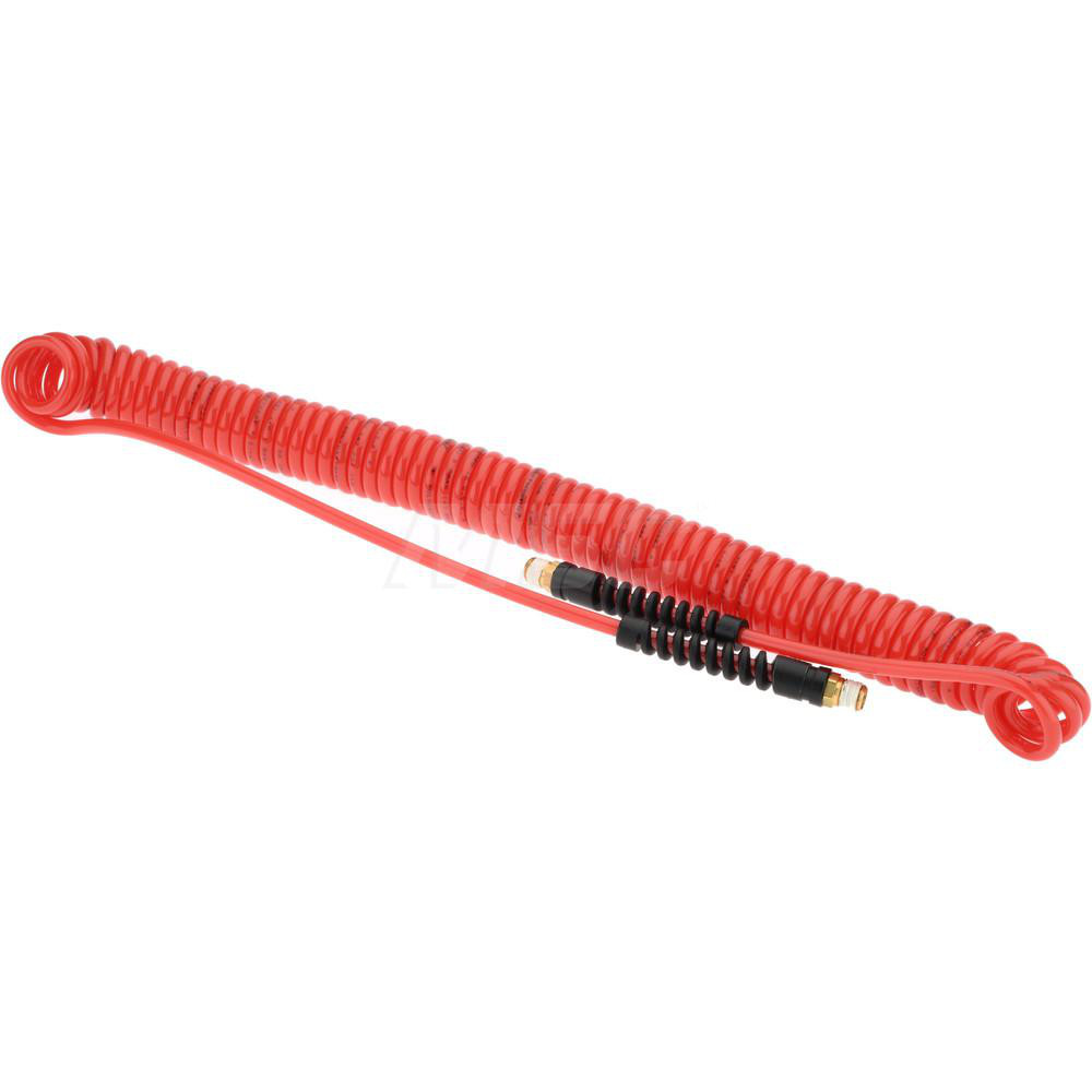 PRO-SOURCE Coiled & Self Storing Hose: 3/16" ID, 25' Long, Male Swivel x Male Swivel - 5540031425PRO