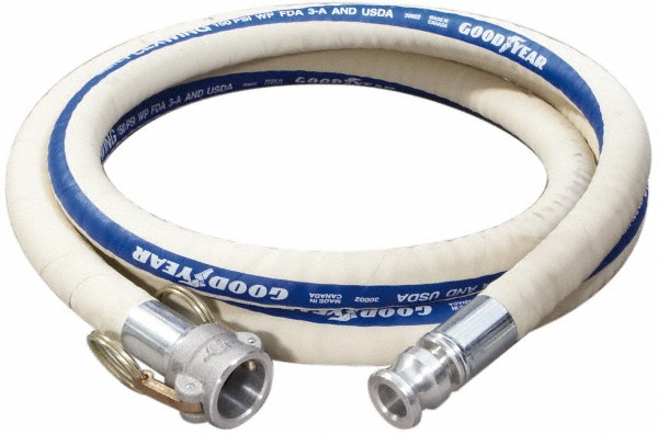 Continental ContiTech Food & Beverage Hose: 1-1/4" ID, 1.7" OD, 1' Long - FTH125