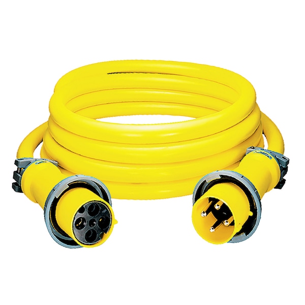 Hubbell Wiring Device-Kellems Heavy Duty Products, IEC Pin and Sleeve Devices, Marine Grade, Ship to Shore, Cable Set, 100A 125/250V, 3-Pole 4-Wire Grounding, Pre-Wired 75',  - CS754