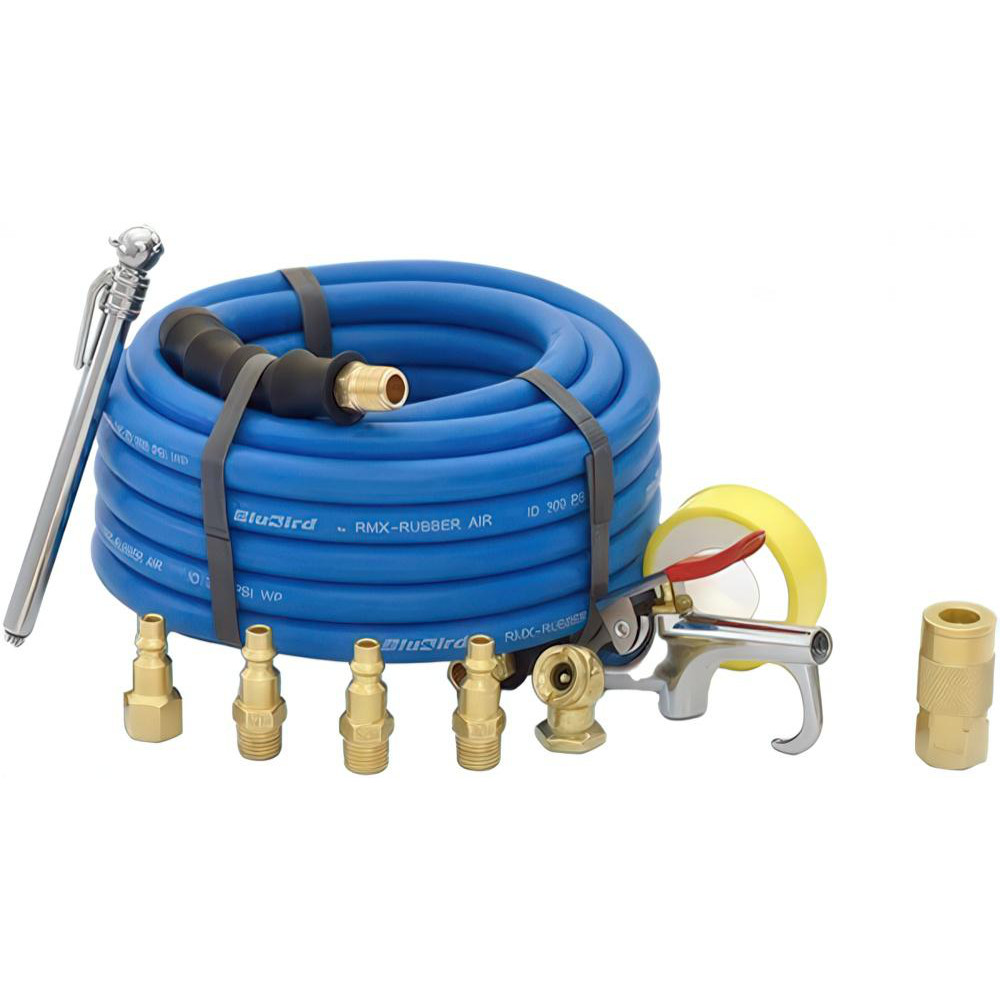 BluBird Air & Multi-Purpose Hose: Hose Type: Lead-in Whip Hose; Length Ft. (Feet): 3; Type: Rubber Air Hose; Inside Diameter (Inch): 3/8 - BBLD3803